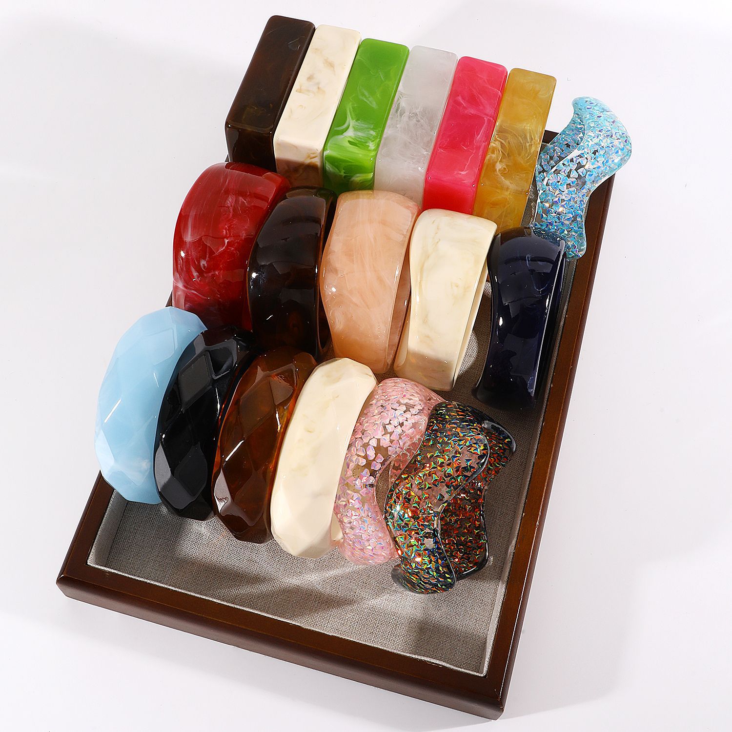 Vintage Kunstharz-Armband mit breitem Rand, Marmormuster, mehrfarbig