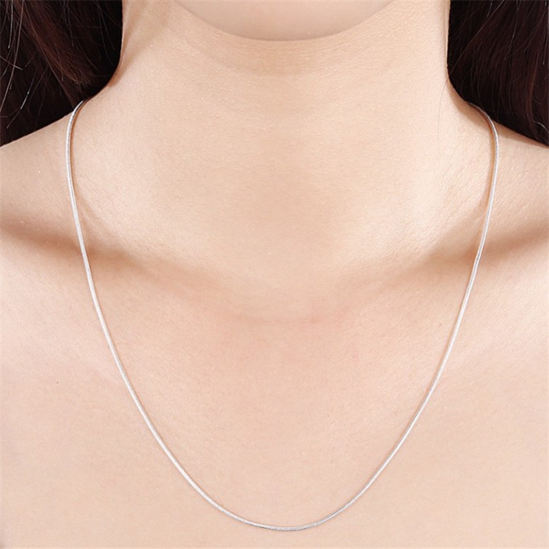Silver 1mm snake bone chain necklace