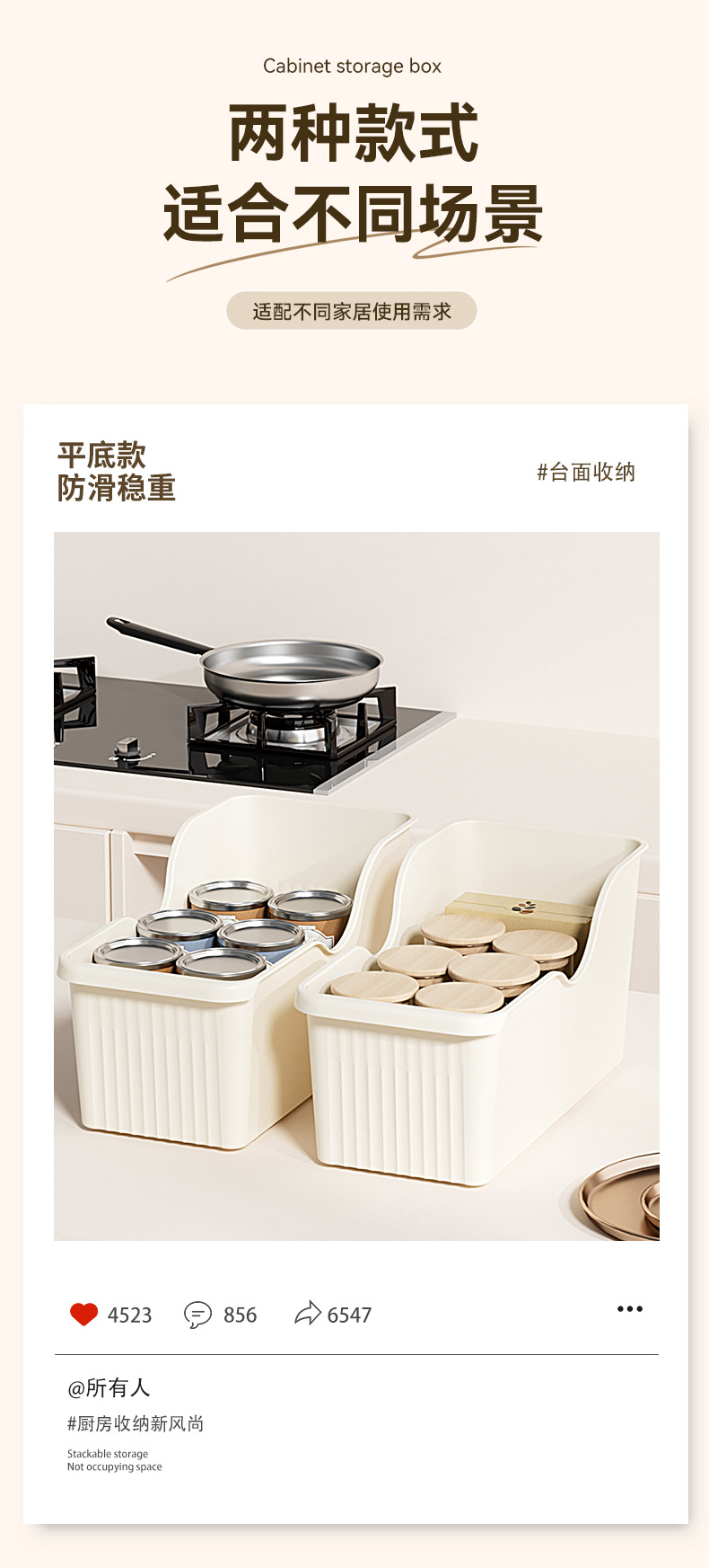 Kitchen storage container, large capacity, multi-compartment