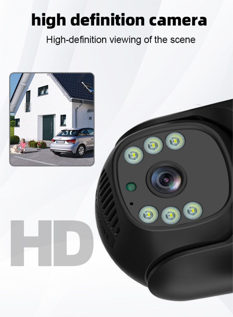 Four-Lens Surveillance Camera HD Night Vision Solar-Powered