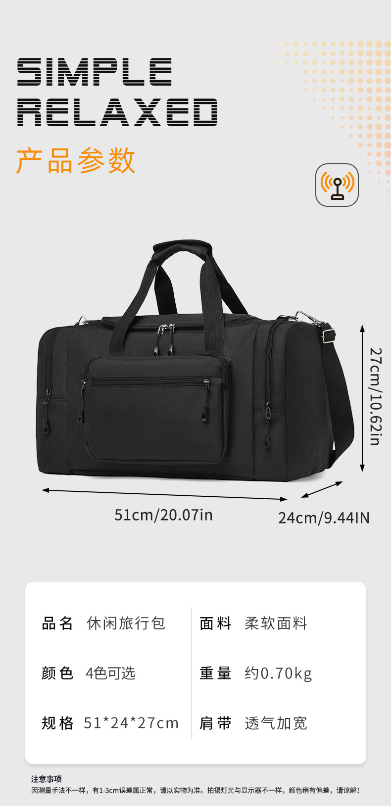Sportreisetasche, Umhängetasche, großes Volumen
