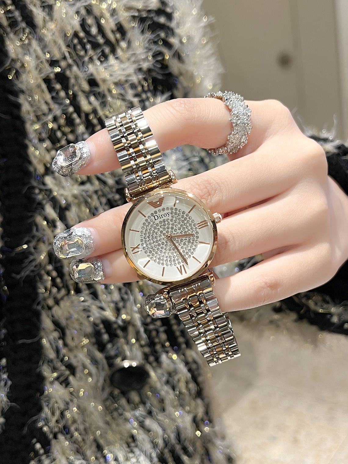 Amar AR1926 rose gold starry women's watch, steel strap quartz