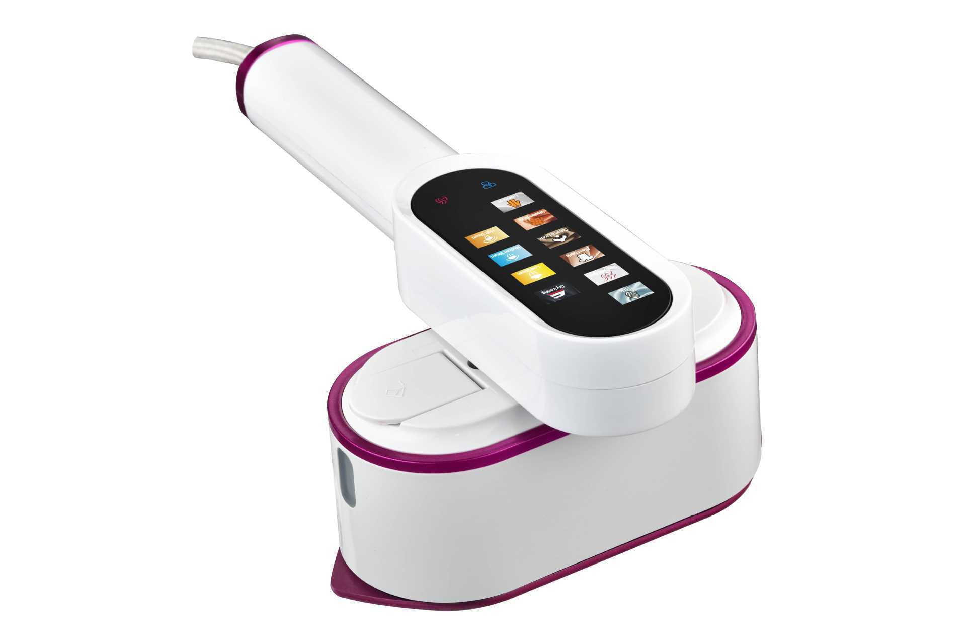 Foldable handheld garment steamer, touch screen, portable