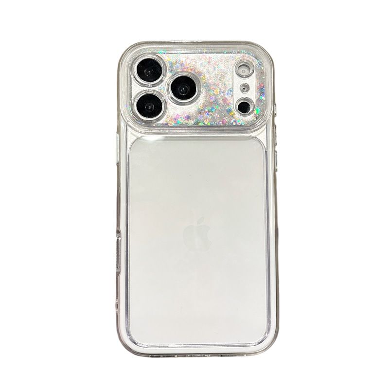Işıltılı akışkan kum kamerası iPhone kılıfı, yumuşak, 13-17 Pro Max uyumlu