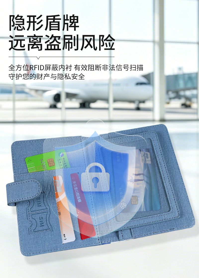 Passport holder leather multi-card slots magnetic closure