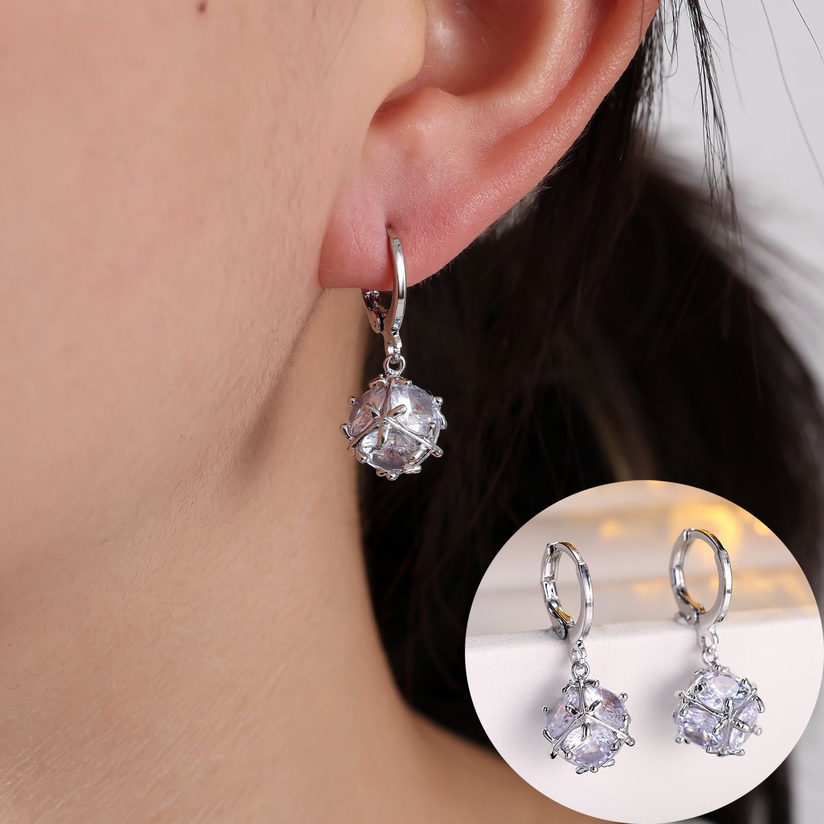 Zirconia women's earrings, luxury style, versatile