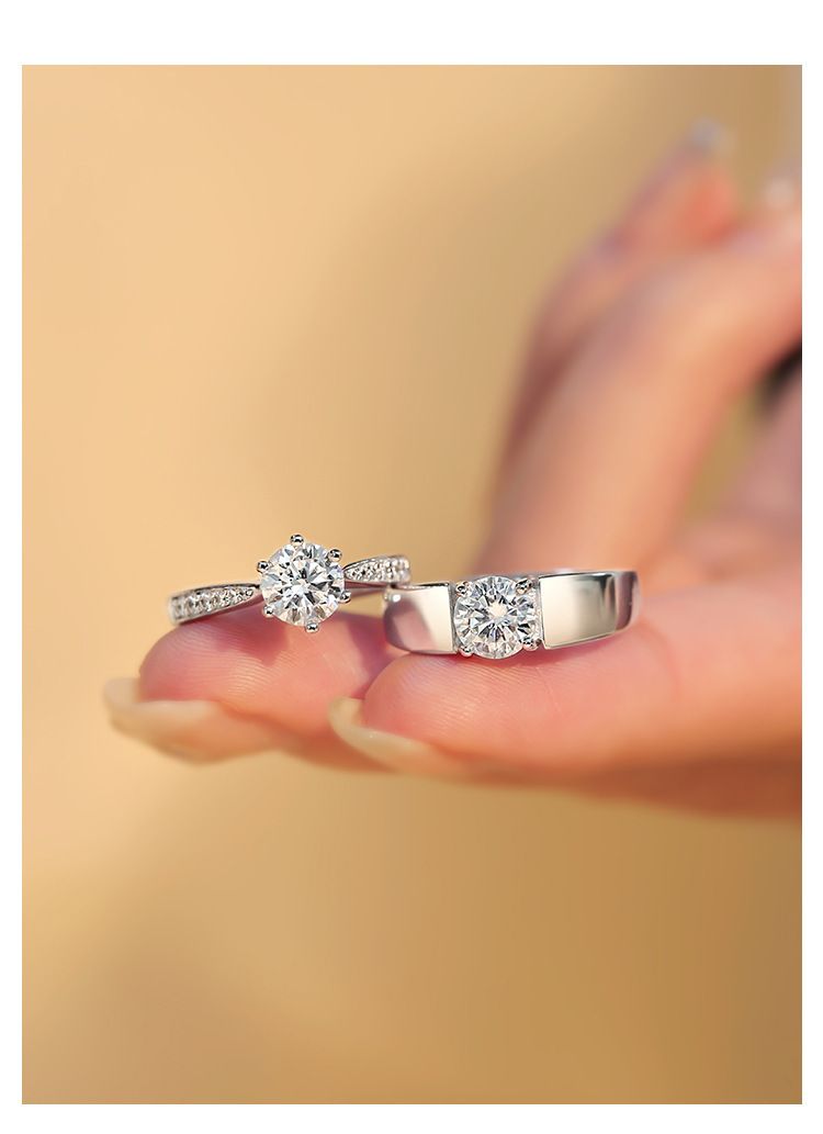 Hochkarbon-Diamantring, Paarring, versilbert