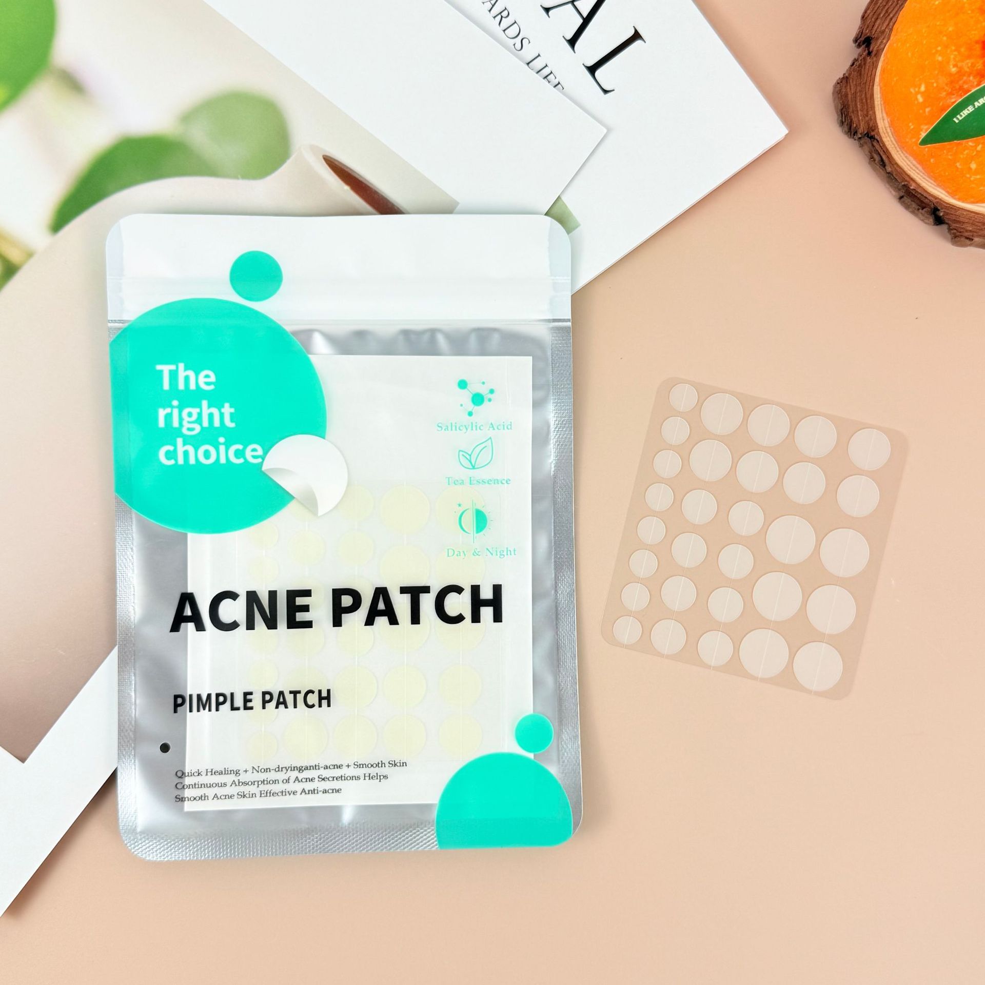 Invisible hydrocolloid acne patches, portable, transparent round
