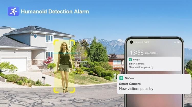 Weitwinkel Dual-Objektiv 4mm CCTV WiFi Kamera Outdoor Solar