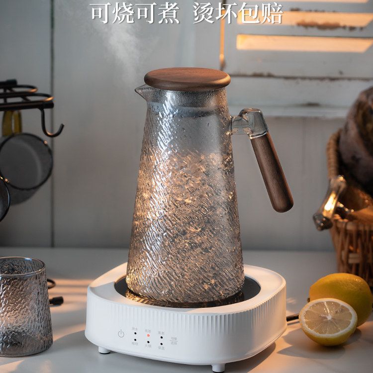 Cam su takımı, ısıya dayanıklı, çay demlemeli, 5 parça