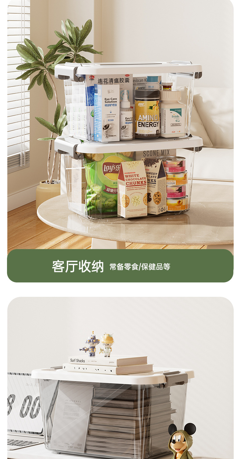 Z1280加厚透明收纳箱家用车用衣服收纳盒衣柜玩具零食整理箱
