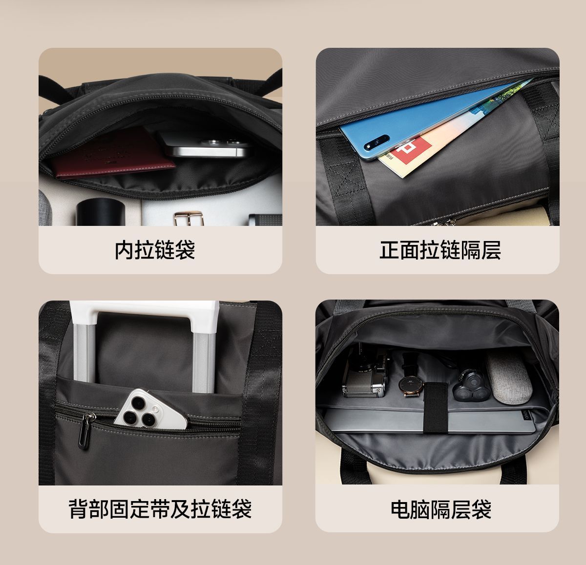Travel handbag, large capacity, lightweight portable