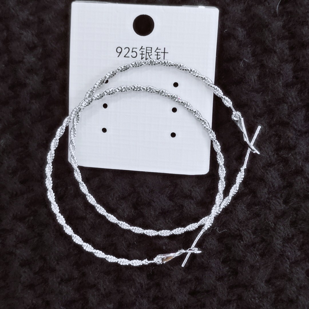 s925纯银针养耳朵保色时尚潮流夸张大圆圈耳圈网红气质个性耳饰