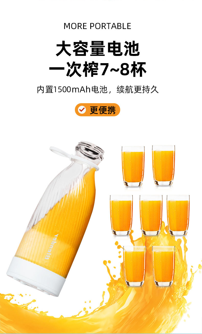 跨境新款榨汁机学生家用多功能果汁机便携式果汁杯充电小型榨汁杯