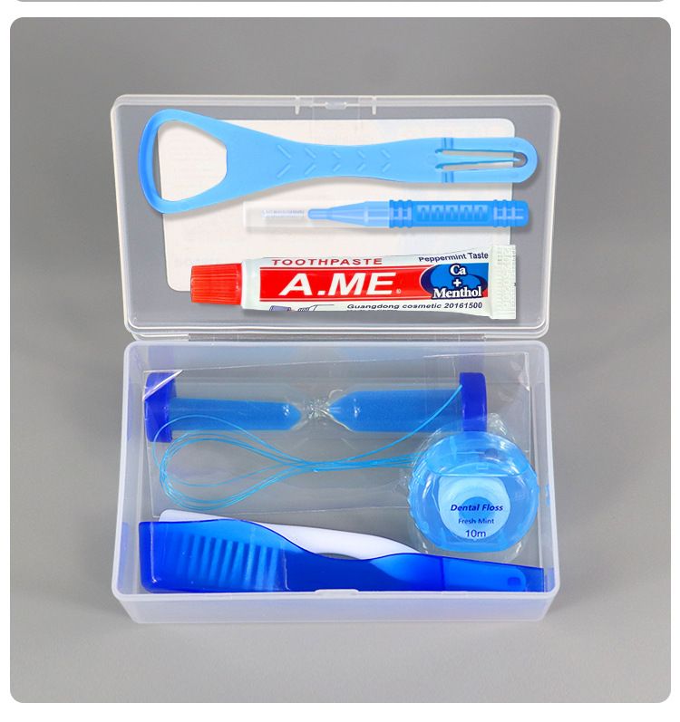 Portable oral care set toothbrush dental floss