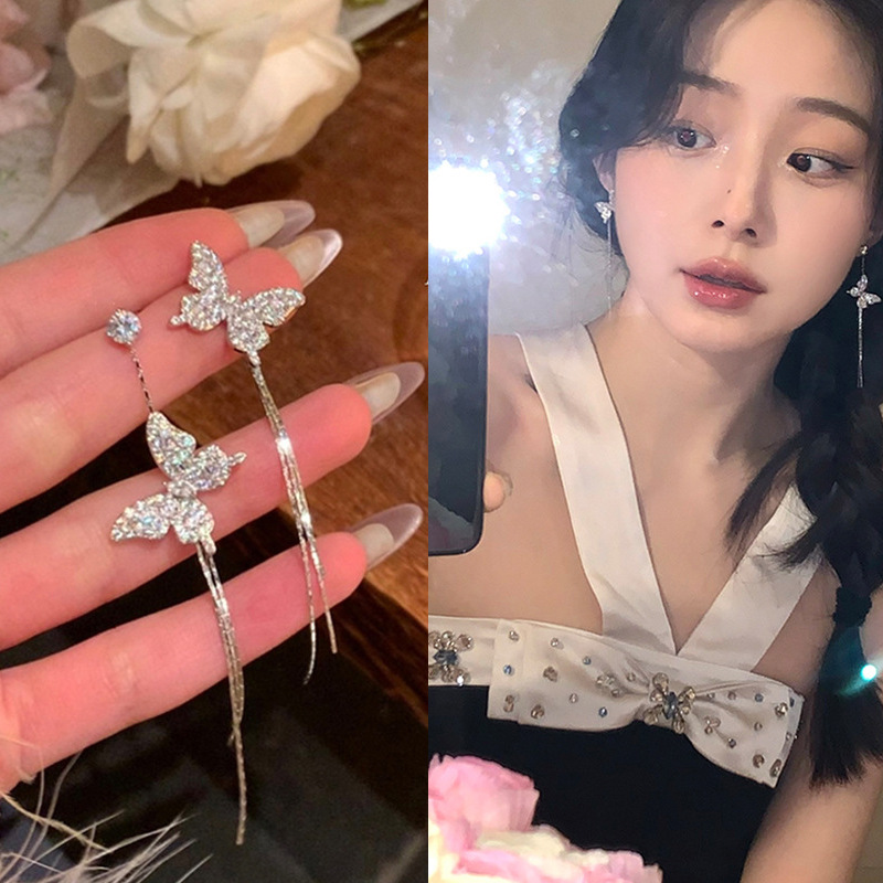Koreanische Zirkon-Schleifenohrringe für Frauen, leicht luxuriös