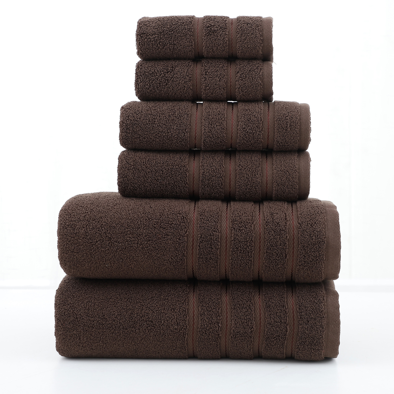Cotton towel set 6-piece twill weave combed cotton bath and hand towels