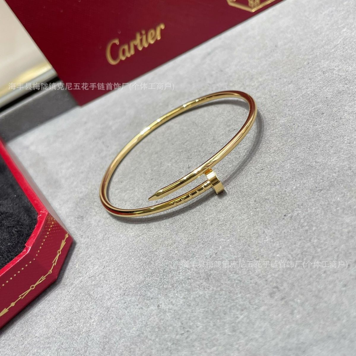 V-gold nail couple bracelet 18K rose gold elastic