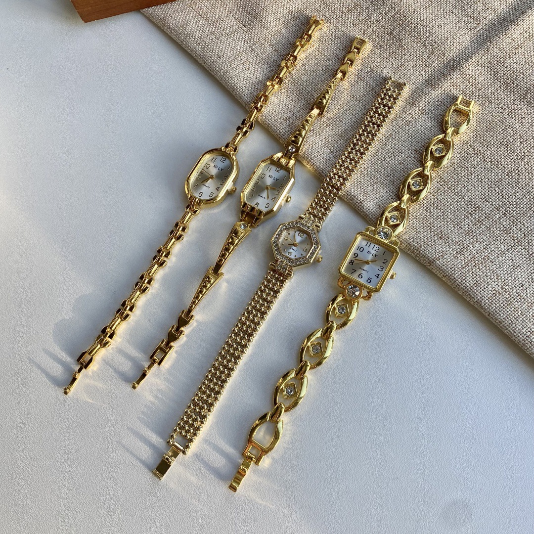 Goldene Quarzuhr für Damen Retro-Stil