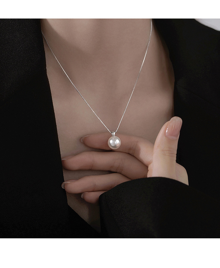 S925 Silber Perlenkette, elegant, Schlüsselbeinlänge