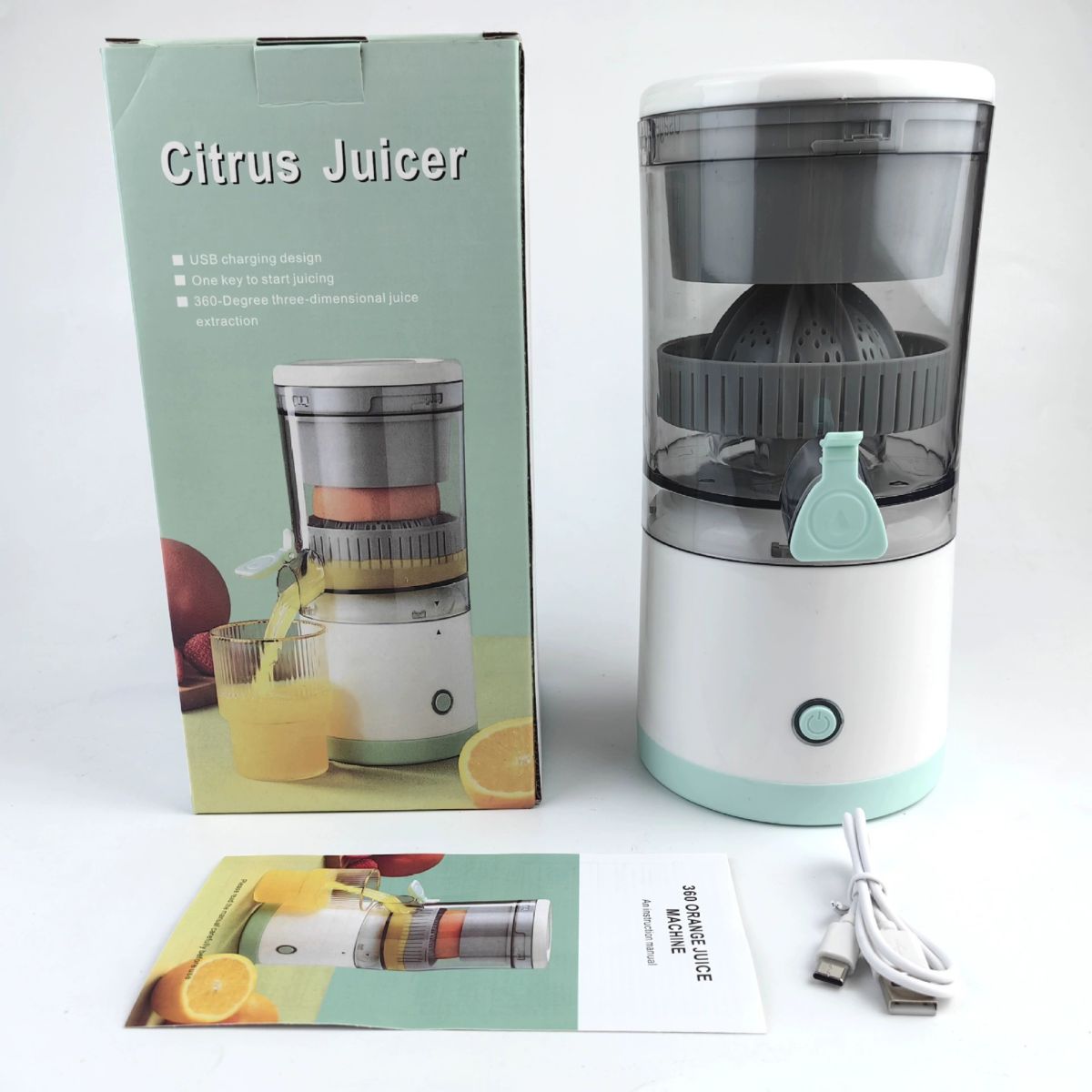 Electric fruit juicer, wireless, rechargeable