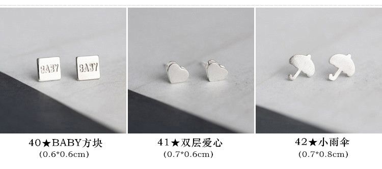 S925纯银韩国个性冷淡风小耳钉女简约创意气质学生百搭耳环耳饰品