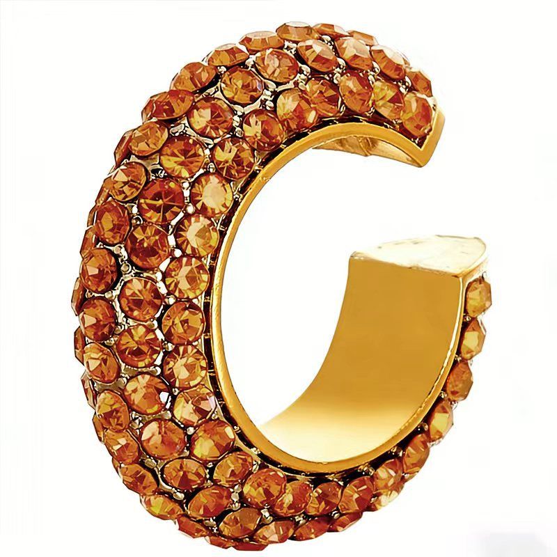 Full-rhinestone cartilage clip earrings, no piercing, colorful