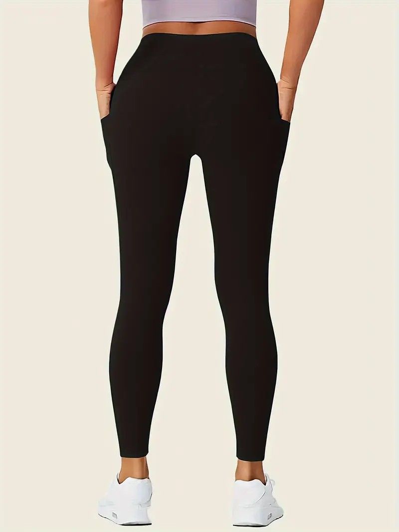 Grenzüberschreitende europäisch-amerikanische Hochbund-Capri-Leggings Doppeltaschen hohe Elastizität figurbetonte Slim-Fit Hebe-Po Damen-Sport-Yoga-Hose