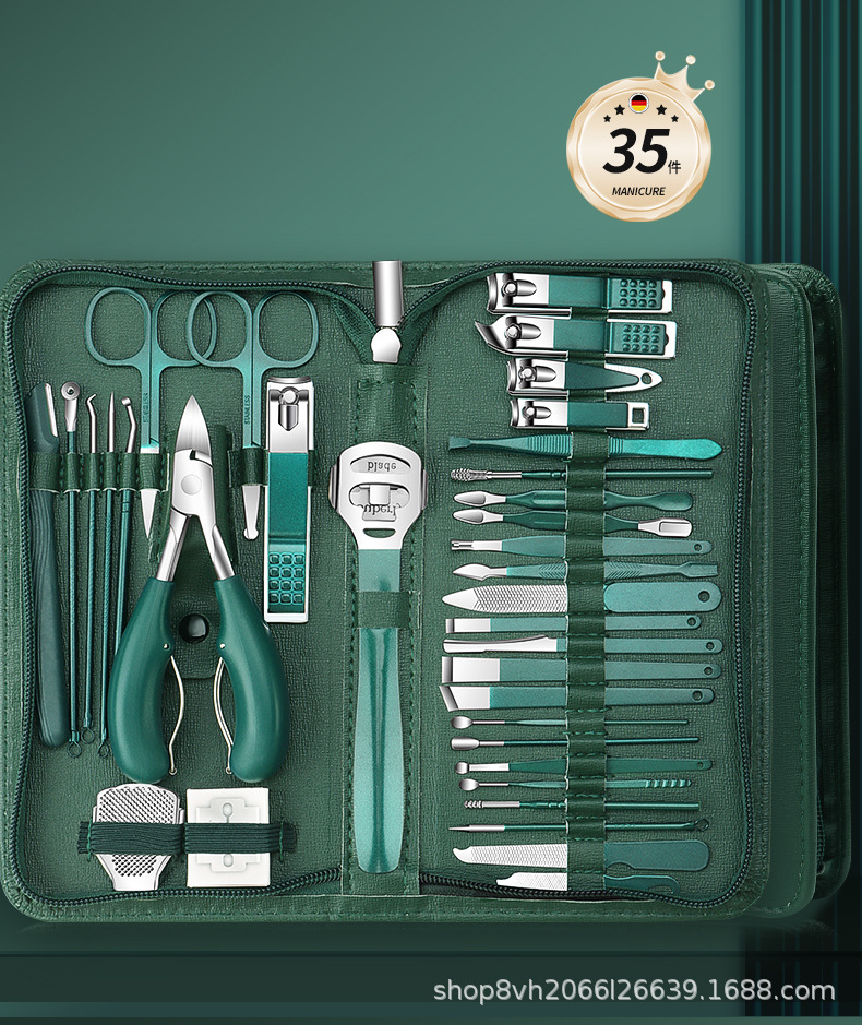 35-Piece Stainless Steel Nail Clipper Set with Zipper