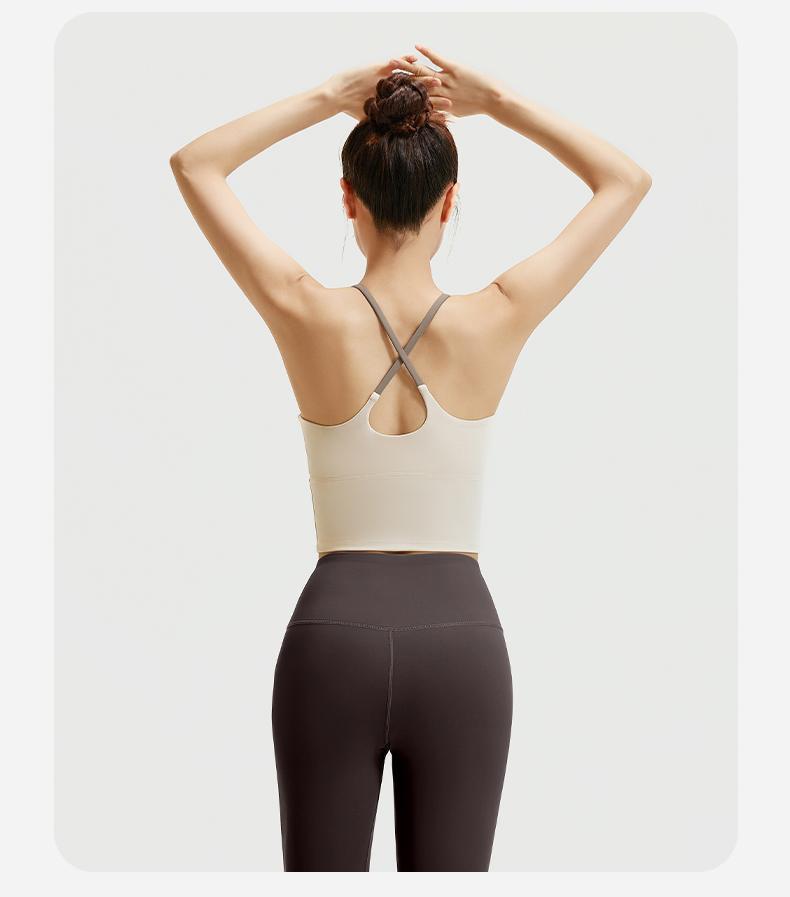 Nahtloses Yoga-Top, stoßdämpfend, Push-up, rückenfrei
