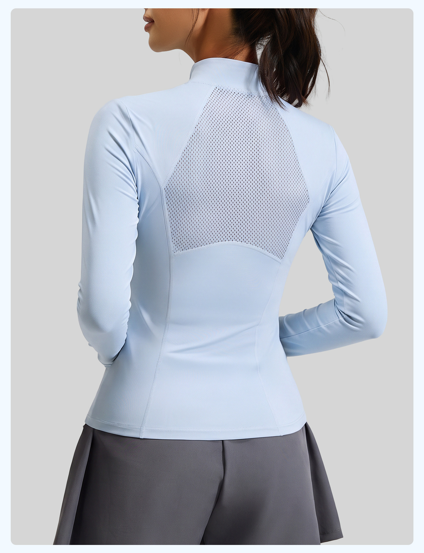 Yoga üst, uzun kollu, nefes alan, dar kalıp, sonbahar