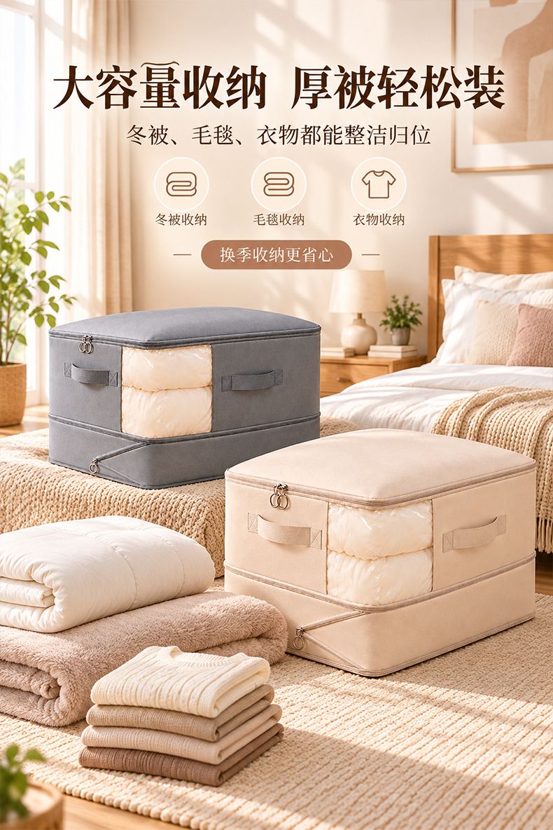 Cotton quilt storage bag, compression, window design, large capacity