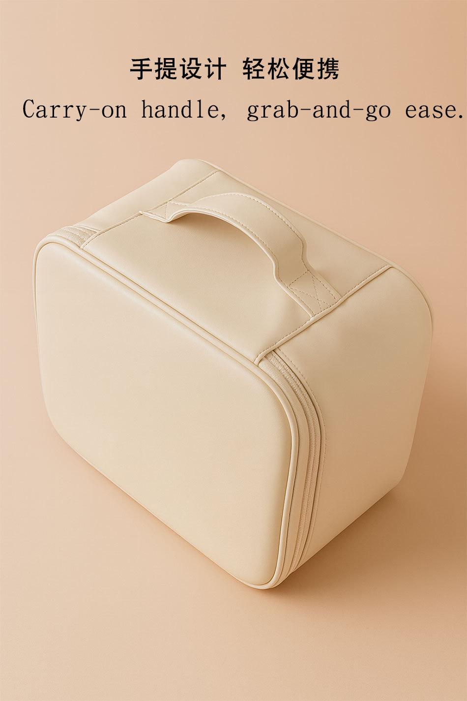 Makeup bag with mirror and LED light, portable organizer