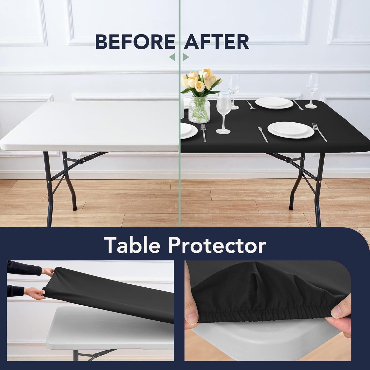 Elastic tablecloth, milk silk fabric, waterproof, machine washable