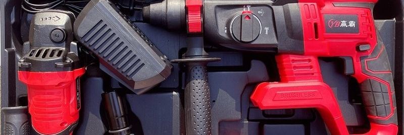Kabelloses Lithium-Elektrowerkzeugsset: Bohrer, Hammer, Winkelschleifer, Säge
