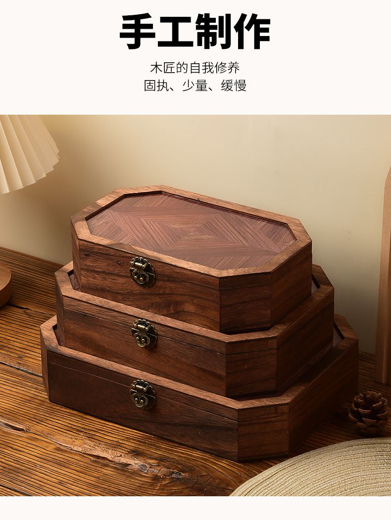 轻奢木质海棠花玻璃复古柜 化妆品杂物收纳柜子带抽屉北欧风桌面