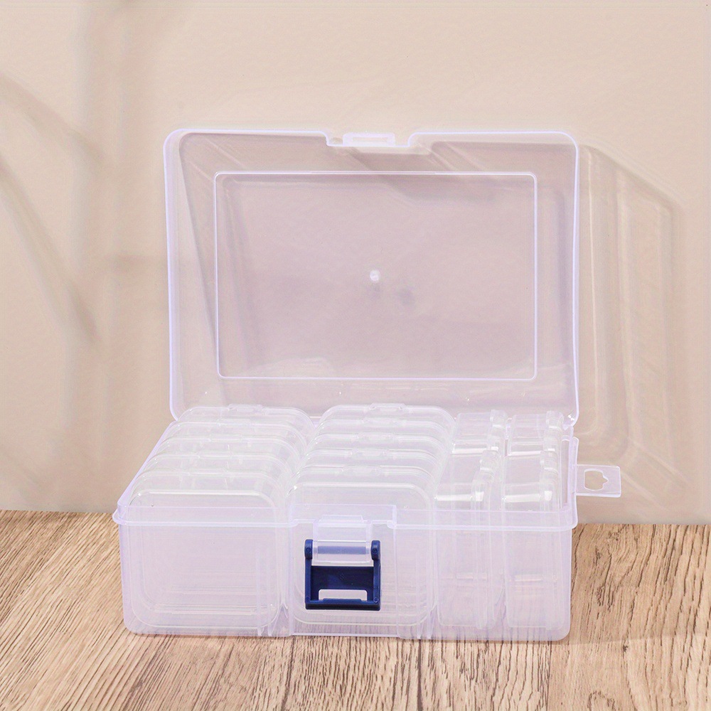 Clear plastic storage box set, square shape, desktop organizer
