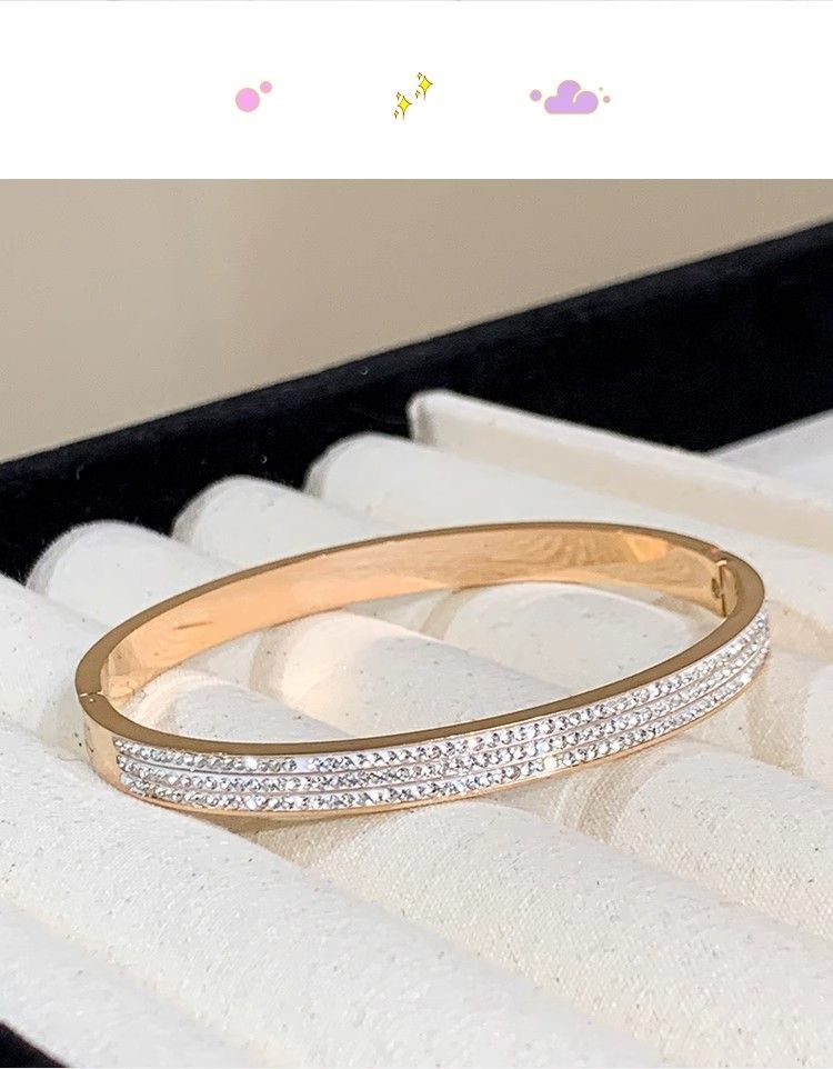 Titanstahl-Armband mit Strass, vollständig besetzt, leicht