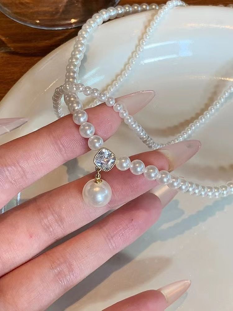 Inci Çift Katmanlı Kolye Çıkık Zinciri Choker Kadın