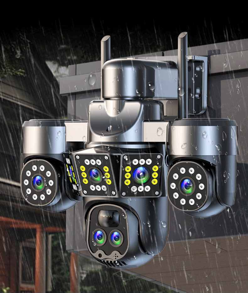 Solar security camera, 340° wide view, 5-panel, remote mobile control