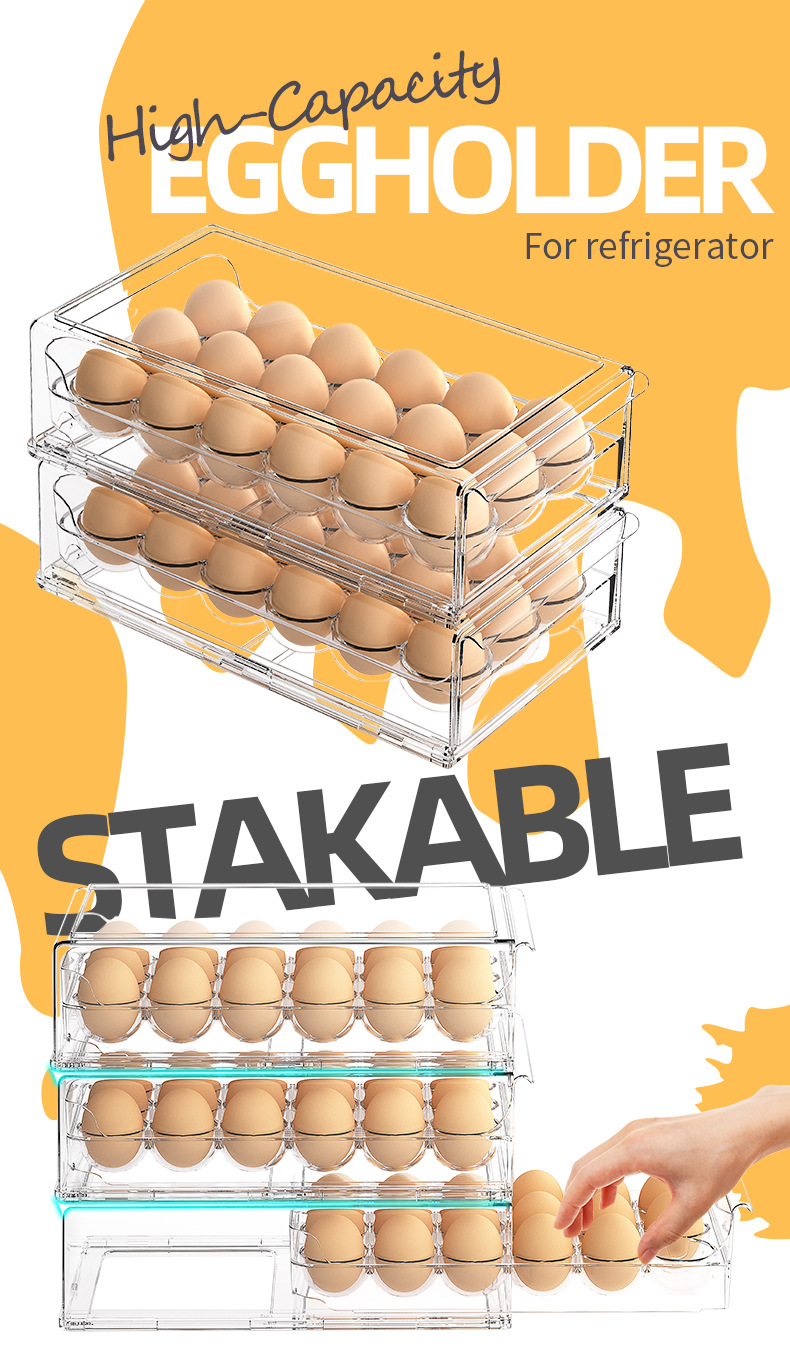 Refrigerator Egg Storage Box, Stackable Drawer