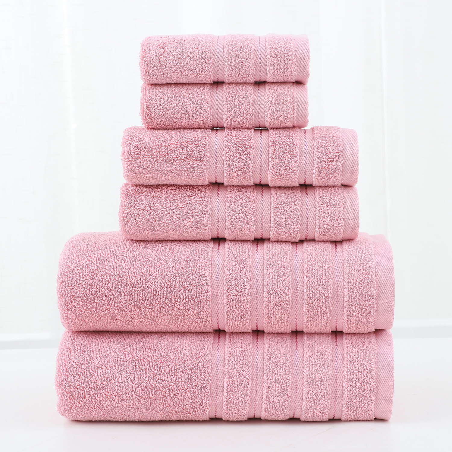 Cotton towel set 6-piece twill weave combed cotton bath and hand towels