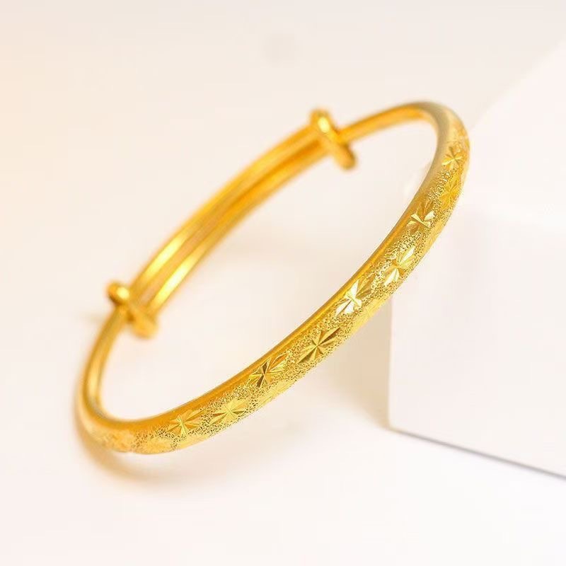 Thin sliding star pattern bracelet, solid gold-colored