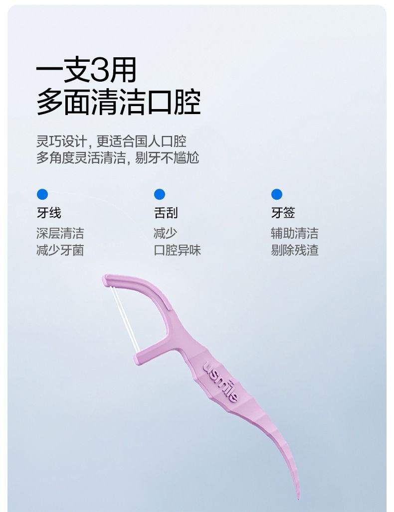 笑容加usmile牙线成人双线牙线棒薄荷便携装牙签棒包装剔便携装