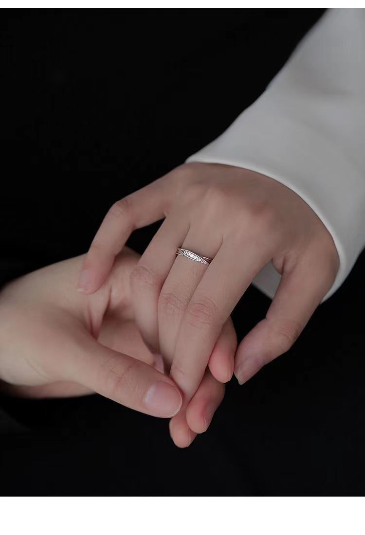 S925 sterling silver Mobius couple ring