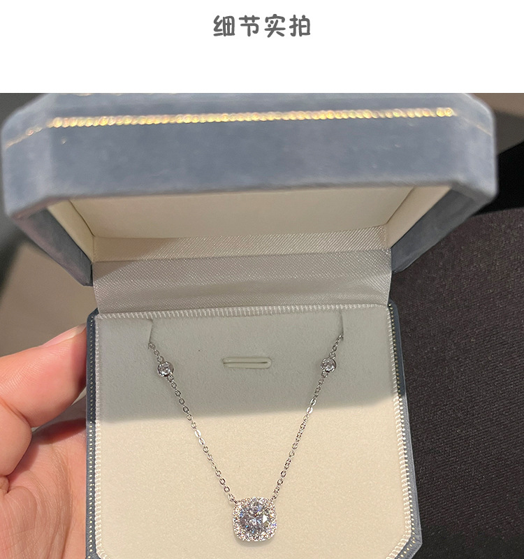 925纯银方糖项链女生轻奢小众设计高级感锁骨链2023新款爆款颈链