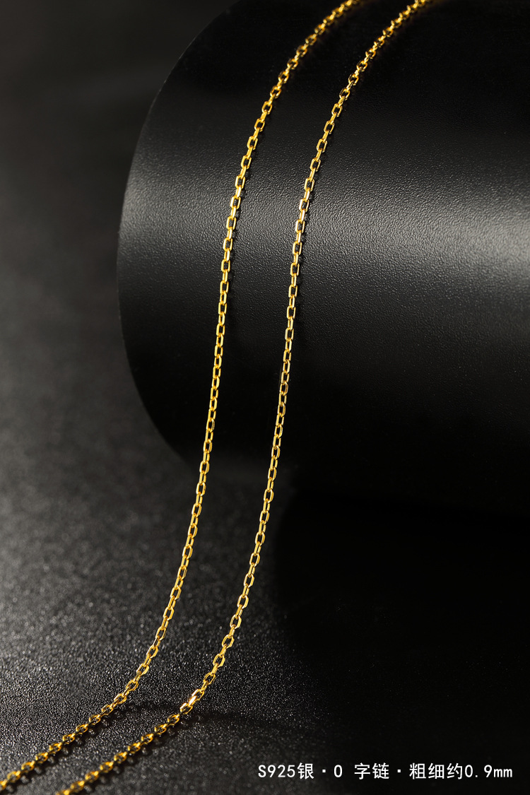 925 sterling silver necklace, thin chain, 18K gold plated