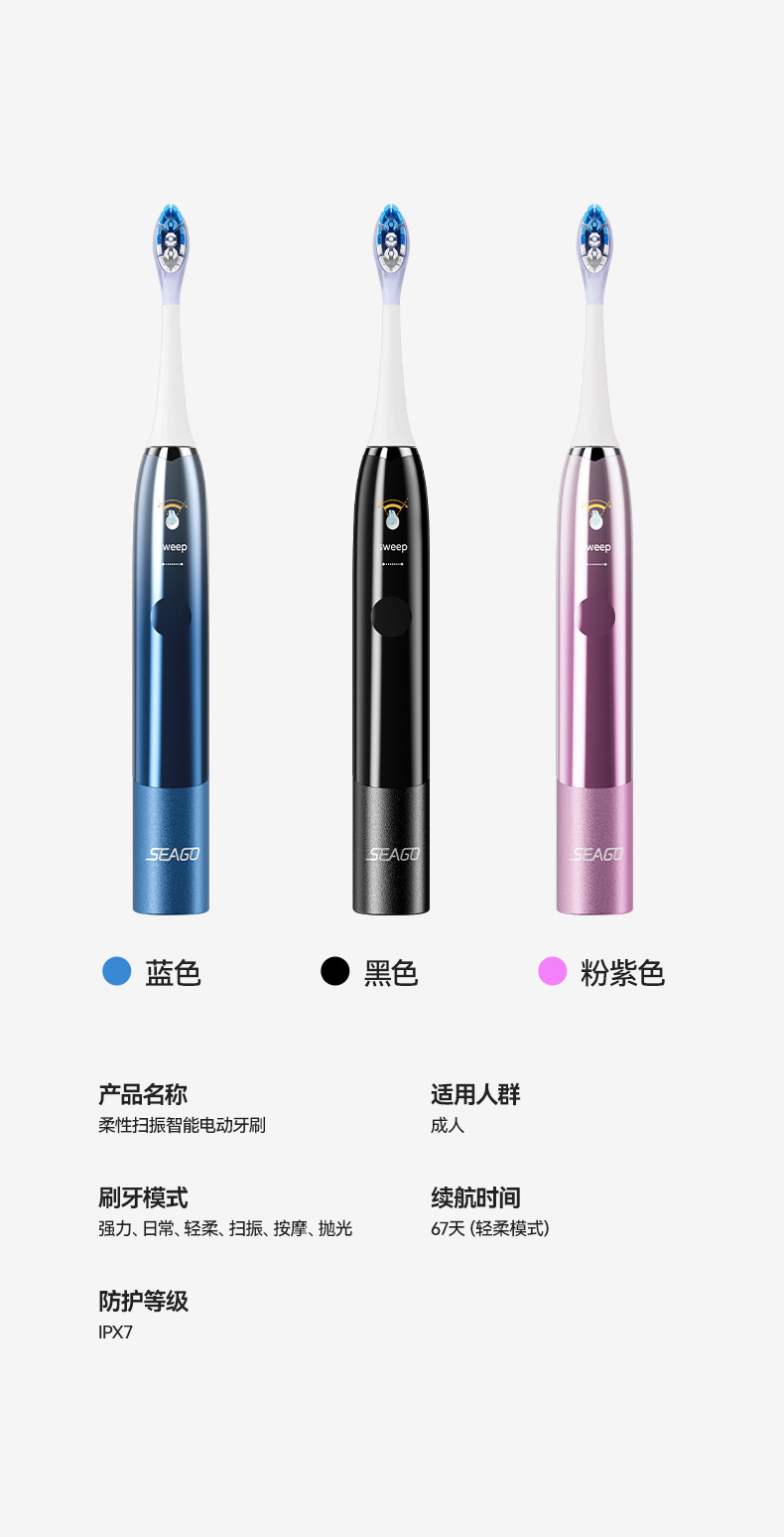 Sonic electric toothbrush, fully automatic, waterproof, whitening mode