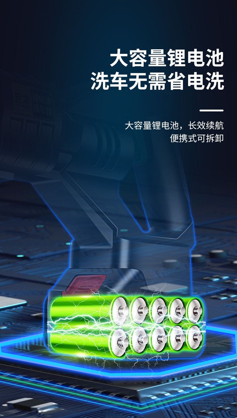 适用于无线洗车机洗车高压水枪家用车用清洗神器增压泵锂电池电动