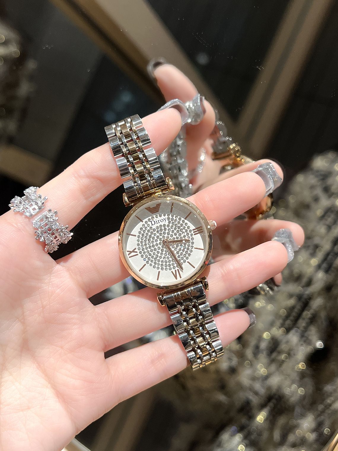 Amar AR1926 rose gold starry women's watch, steel strap quartz
